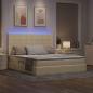 Preview: Bett mit LED-Lichtleisten mit Kopfteil Creme 180 x 200 cm Stoff