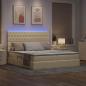 Preview: Bett mit LED-Lichtleisten mit Kopfteil Creme 180 x 200 cm Stoff