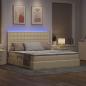 Preview: Bett mit LED-Lichtleisten mit Kopfteil Creme 180 x 200 cm Stoff