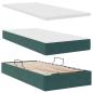 Preview: ARDEBO.de - Bett mit Stauraum und LED mit LED Dunkelgrün 90 x 190 cm Samt
