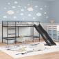 Preview: Kinder-Loftbett mit Rutsche Schwarz und Anthrazit 90 x 190 cm