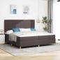 Preview: ARDEBO.de - LED Boxspringbett mit Matratze Dunkelbraun 200 x 200 cm Stoff