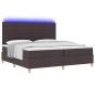 Preview: LED Boxspringbett mit Matratze Dunkelbraun 200 x 200 cm Stoff