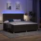 Preview: LED Boxspringbett mit Matratze Dunkelbraun 200 x 200 cm Stoff