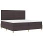 Preview: LED Boxspringbett mit Matratze Dunkelbraun 200 x 200 cm Stoff