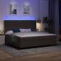 Preview: LED Boxspringbett mit Matratze Dunkelbraun 200 x 200 cm Stoff