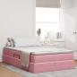 Preview: ARDEBO.de - Aufbewahrungsbett mit Matratze Rosa 120 x 200 cm Samt