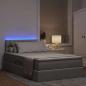 Preview: Bett mit Stauraum und LED mit LED Hellgrau 120 x 200 cm Stoff