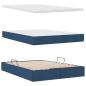 Preview: Bett mit Stauraum und LED mit Matratze Blau 140 x 200 cm Stoff