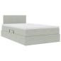 Preview: Bett mit Stauraum und LED mit LED Hellgrau 120 x 190 cm Samt