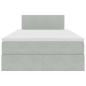 Preview: Bett mit Stauraum und LED mit LED Hellgrau 120 x 190 cm Samt
