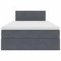 Preview: Bett mit Stauraum und LED mit LED Dunkelgrau 120 x 190 cm Samt
