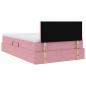Preview: Bett mit Stauraum und LED mit Matratze Rosa 120 x 200 cm Samt
