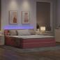 Preview: Bett mit Stauraum und LED mit Matratze Rosa 180 x 200 cm Samt