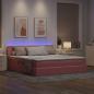 Preview: Bett mit Stauraum und LED mit Matratze Rosa 180 x 200 cm Samt
