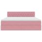 Preview: Bett mit Stauraum und LED mit Matratze Rosa 180 x 200 cm Samt