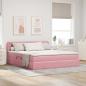 Preview: ARDEBO.de - Bett mit Stauraum und LED mit Matratze Rosa 180 x 200 cm Samt