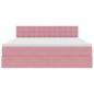 Preview: Bett mit Stauraum und LED mit Matratze Rosa 180 x 200 cm Samt