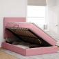 Preview: ARDEBO.de - Bett mit Stauraum und LED mit Matratze Rosa 120 x 200 cm Samt