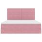 Preview: Bett mit Stauraum und LED mit Matratze Rosa 180 x 200 cm Samt