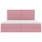 Preview: ARDEBO.de - Bett mit Stauraum und LED mit Matratze Rosa 200 x 200 cm Samt