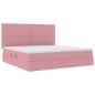 Preview: Bett mit Stauraum und LED mit Matratze Rosa 200 x 200 cm Samt