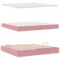 Preview: Bett mit Stauraum und LED mit Matratze Rosa 200 x 200 cm Samt