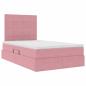 Preview: Bett mit Stauraum und LED mit Matratze Rosa 120 x 200 cm Samt