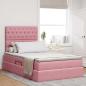 Preview: ARDEBO.de - Bett mit Stauraum und LED mit Matratze Rosa 120 x 200 cm Samt
