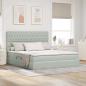 Preview: ARDEBO.de - Bett mit Stauraum und LED mit LED Hellgrau 160 x 200 cm Samt