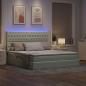 Preview: Bett mit Stauraum und LED mit LED Hellgrau 160 x 200 cm Samt