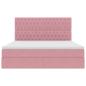 Preview: Bett mit Stauraum und LED mit Matratze Rosa 180 x 200 cm Samt