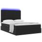 Preview: Bett mit Stauraum und LED mit LED Schwarz 140 x 190 cm Samt