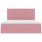 Preview: Bett mit Stauraum und LED mit Matratze Rosa 180 x 200 cm Samt