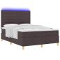 Preview: LED Boxspringbett mit Matratze Dunkelbraun 140 x 190 cm Stoff