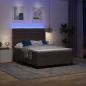 Preview: LED Boxspringbett mit Matratze Dunkelbraun 140 x 200 cm Stoff