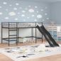 Preview: Kinder-Loftbett mit Rutsche Schwarz und Anthrazit 107 x 200 cm