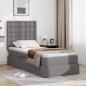 Preview: ARDEBO.de - Bett mit Stauraum und LED Grau 100 x 200 cm Kunstleder