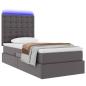 Preview: Bett mit Stauraum und LED Grau 100 x 200 cm Kunstleder