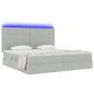 Preview: ARDEBO.de - Bett mit Stauraum und LED mit LED Hellgrau 200 x 200 cm Samt