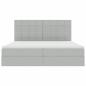 Preview: Bett mit Stauraum und LED mit LED Hellgrau 200 x 200 cm Samt