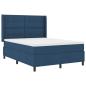 Preview: ARDEBO.de - Boxspringbett mit Matratze mit Kopfteil Blau 160 x 200 cm Stoff