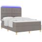 Preview: ARDEBO.de - LED Boxspringbett mit Matratze Taupe 160 x 200 cm Stoff