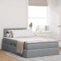 Preview: ARDEBO.de - Bett mit Stauraum und LED mit LED Hellgrau 120 x 190 cm Stoff