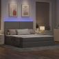 Preview: ARDEBO.de - Bett mit Stauraum und LED mit LED Taupe 160 x 200 cm Polyester