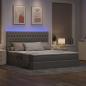 Preview: ARDEBO.de - Bett mit Stauraum und LED mit LED Taupe 160 x 200 cm Polyester