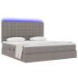 Preview: ARDEBO.de - Bett mit Stauraum und LED mit LED Taupe 180 x 200 cm Polyester