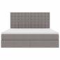 Preview: Bett mit Stauraum und LED mit LED Taupe 180 x 200 cm Polyester