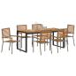 Preview: Garten Essgruppe 7 pcs Grau und Braun Poly-Rattan