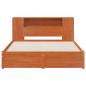 Preview: Bettgestell mit Aufbewahrungskopfteil Wachsbraun 140 x 190 cm